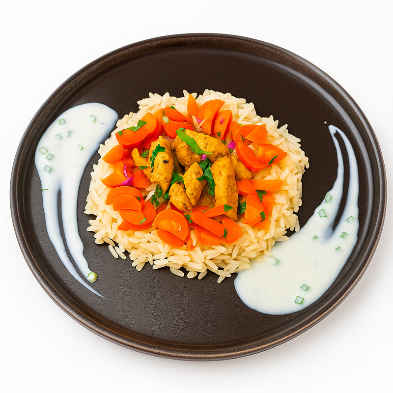 Poulet Sauté, riz complet et carottes fondantes